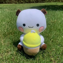 Peluche réunis duo de peluches panda et ours 20 cm blanc doux avec oreilles et pattes marron tenant un cône glace jaune cadeau tendre