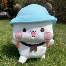 Peluche réunis duo de peluches panda et ours 20 cm blanc avec joues roses chapeau bleu et oreilles marron cadeau tendre