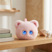 Peluche intelligent ours rose avec yeux bleus lumineux et petite boucle rose idée cadeau pour enfant