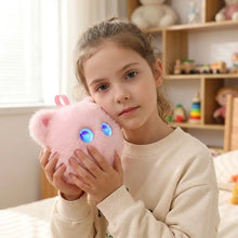 Peluche intelligent ours rose en peluche avec yeux bleus led lumineux et petite boucle rose idée cadeau enfant