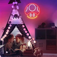 Enseigne néon led gaming rouge en forme de champignon pour décoration murale moderne et lumineuse