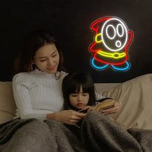 Enseigne néon led shy guy colorée avec contours rouge jaune bleu et alimentation usb pour décoration intérieure