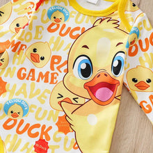 Ensemble 3 pcs bébé unisexe poussin avec chemise manches longues orange à motifs canards jaunes cartoon