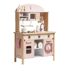 Ensemble jouets cuisine pour enfants avec cuisine jouet enfant rose et bois naturel et accessoires miniatures