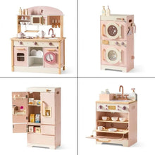 Ensemble jouets cuisine pour enfants avec cuisine jouet enfant en bois rose et accents pastel avec mini appareils