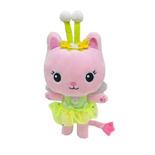 Peluche chat rose féerique avec tutu vert et antennes dans l univers félin enchanté de maison enchantée