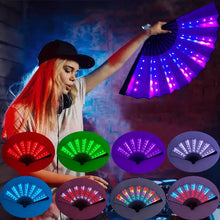 Éventail lumineux led violet avec éclairage led et piles cr2032 incluses pour fêtes et spectacles, cadre noir