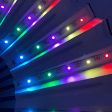 Éventail lumineux led blanc avec éclairage led coloré et piles cr2032 incluses pour fêtes et spectacles