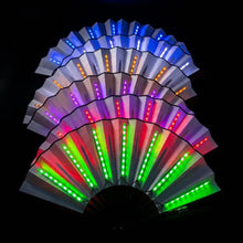Éventail lumineux led à piles cr2032 incluses avec cadre plastique translucide blanc et éclairage led coloré vertical
