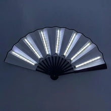 Éventail lumineux led noir et blanc avec éclairage led et piles cr2032 incluses pour fêtes et spectacles