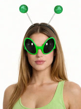 Lunettes vertes extraterrestres avec serre-tête à antennes pailletées dans kit extraterrestre halloween