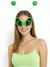 Lunettes vertes extraterrestre avec serre-tête à antennes pailletées dans kit extraterrestre halloween
