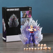 Figurine dragon ball super beast gohan en violet et argent avec effet d aura cristalline translucide
