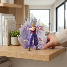 Figurine dragon ball beast gohan en plastique détaillée avec cheveux argentés et gi violet rouge inspirée de dragon ball super