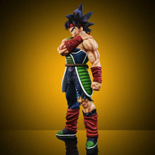 Figurine dragon ball z bardock 24cm détaillée avec armure verte et bleue et bandeau rouge sur cheveux noirs épiés