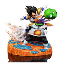 Figurine dragon ball z vegeta vs guldo 21cm avec base rocheuse détaillée en résine pour collection et exposition