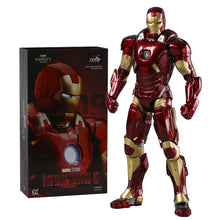 Figurine marvel iron man mark rouge et or en métal avec armure détaillée et réacteur arc lumineux