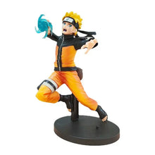 Figurine naruto shippuden battle 19cm orange et noir pose dynamique avec tourbillon de chakra bleu