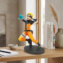Figurine naruto shippuden battle 19cm avec naruto en orange et noir, cheveux blonds, énergie chakrale bleue en main