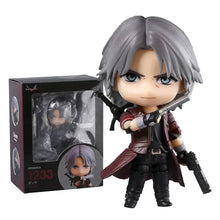 Figurine nendoroid dante devil may cry en style chibi avec cheveux argentés et veste en cuir bordeaux
