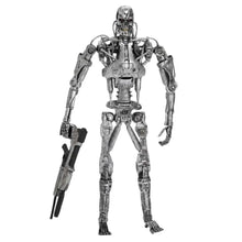 Figurine squelette terminator t-800 endoskeleton métallique argent avec articulations détaillées et arme à la main pour judgment day