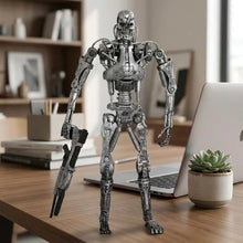 Figurine squelette terminator t-800 endoskeleton en métal argenté avec articulations détaillées inspirée de judgment day
