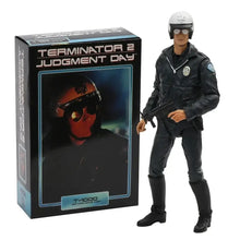 Figurine terminator 2 judgment day en plastique noir dun policier articulée avec casque blanc et lunettes tenue avec fusil