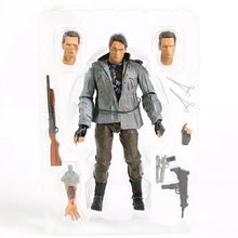 Figurine terminator t-800 grise articulée avec tête et accessoires interchangeables en veste tactique