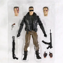 Figurine terminator t-800 de schwarzenegger en cuir noir avec têtes et accessoires interchangeables articulation complète