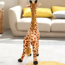 Peluche girafe réaliste 48 ou 60 cm en tissu doux orange et crème avec crinière marron et oreilles noires
