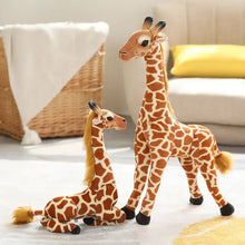 Peluche girafe réaliste en tissu doux marron et crème avec motifs tachetés et détails soignés 48 ou 60 cm