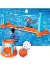Set gonflable volley gonflable orange et bleu joyin pour jeux d’eau et piscine avec filet gonflable robuste