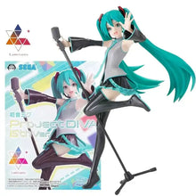 Figurine hatsune miku project diva 15th ver de 18 cm avec cheveux teal, bottes noires et micro sur pied
