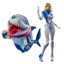 Figurines super heros rivals à construire avec figurine bleue et blanche kit à assembler modèle rivaux avec requin bleu col rose