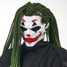 Masque horreur halloween joker blanc et rouge avec dreadlocks verts pour déguisement horreur halloween