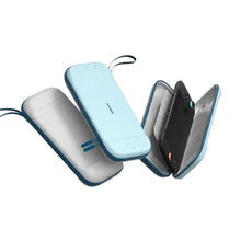 Housse de transport fine compatible nintendo switch, coque rigide bleu clair texturée avec 10 emplacements pour jeux