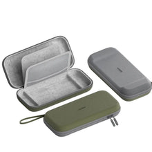 Olive green and gray rigide double face hard-shell case with mesh pocket for glasses or small electronics