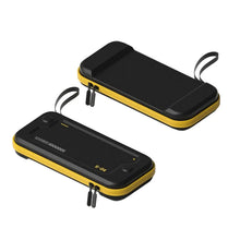 Housse rigide en simili cuir noire et jaune compatible nintendo switch avec 10 emplacements pour jeux et fermeture éclair