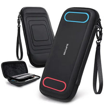 Housse supcase nintendo switch 2 noire avec contours bleus et rouges, 12 emplacements jeux pour console nintendo switch