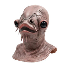 Masque intégral de monstre poisson en résine matte rose gris sculpté avec yeux noirs et protrusions pour halloween