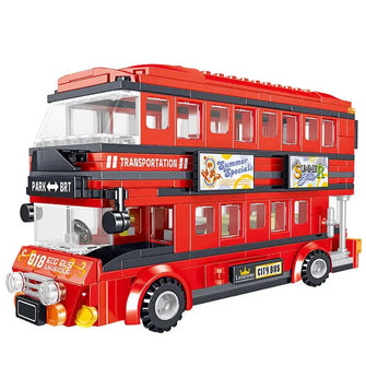 Jouet de construction Bus de transport rouge Anglais -