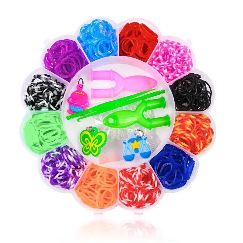 Kit de bricolage - Enfant - Bracelet élastique - 1400 élastiques - 40 perles lettres - 6 pendentifs fruits - Jeux - Jouets