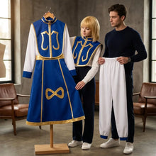 Costume anime kurapika cosplay gilet brodé bleu et or avec manches longues blanches hunter x hunter accessoires selon