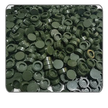 Olive green plastic bottle caps with ridged circular design and glossy finish for lego moc carrelage 1000pcs
