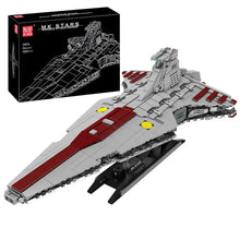 Modèle lego moc destroyer stellaire gris et rouge d’un croiseur d’attaque républicain en briques mould king 21074