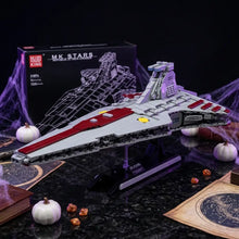 Modèle lego moc destroyer stellaire classe venator en plastique gris et rouge de la république star wars