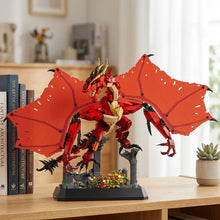 Lego moc dragon gardien du trésor game of thrones rouge et or en modèle mécanique avec trésor miniature