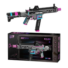 Lego moc fusil d’assaut noir et rose avec accents teal en plastique lego moc fusil de style moderne