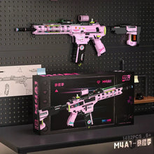 Lego moc fusil d’assaut m4a1 tactique rose et noir en briques lego avec décorations détaillées et lunette