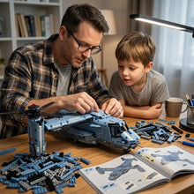 Lego moc hélicoptère militaire bleu et gris avec marines imprimé conçu pour des scénarios de moc hélicoptère guerre
